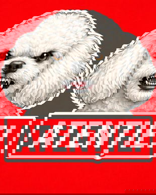 Banner indicator avertizare Atentie Caine Bichon Fris&eacute; 30x30cm