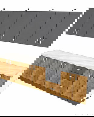 Bucatarie Lana 2.6 M, Pal Stejar Auriu K03/ Antracit