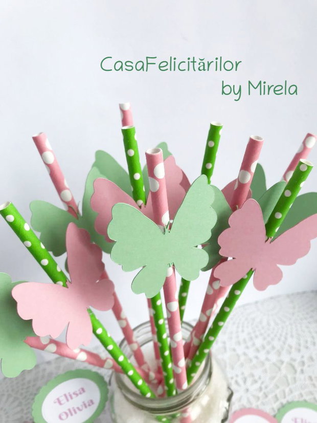 Paie suc decorate cu fluturi