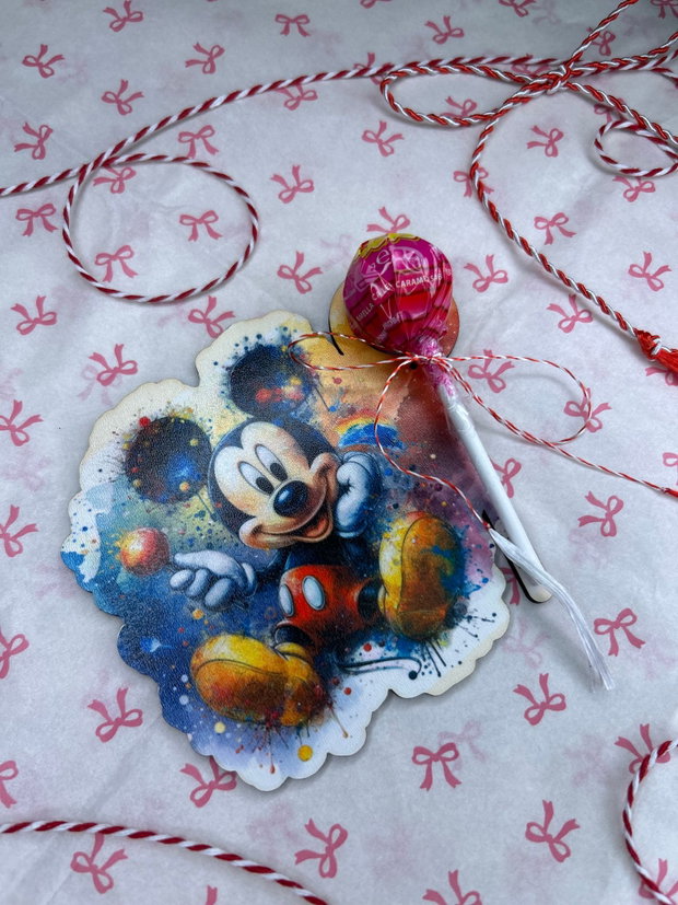 Martisor cu acadea in tematica Stitch/ Mickey Mouse / Minnie Mouse