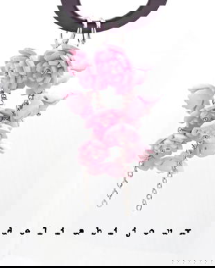 Cercei Handmade unicat cu flori roz (cod1385)