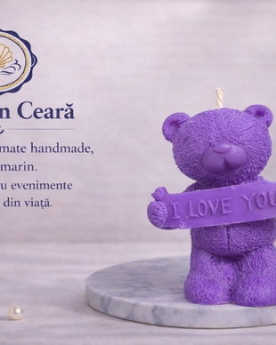 Lumânare decorativă handmade  Ursuleț din ceară de soia, cadou special