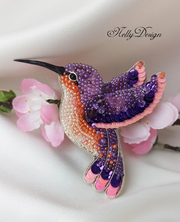 Colibri - Brosa broderie manuala