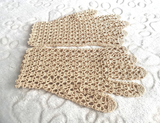 Mănuși damă*Croșetate*Macrame Natur