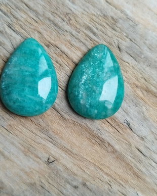 Cabochon amazonit rusesc, 25x18 mm (2 buc)