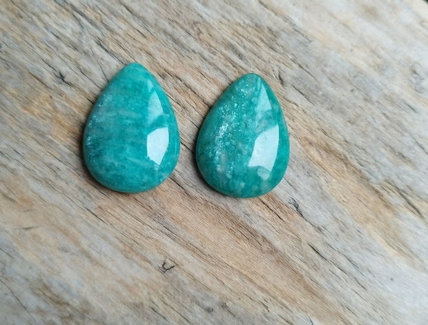 Cabochon amazonit rusesc, 25x18 mm (2 buc)