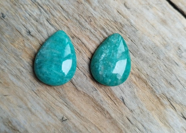 Cabochon amazonit rusesc, 25x18 mm (2 buc)