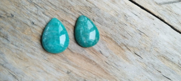 Cabochon amazonit rusesc, 25x18 mm (2 buc)