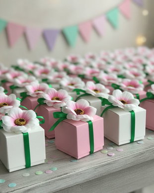 Cutii mărturii nuntă/ botez decorate cu floare