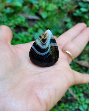 Inel Agata neagra dantelata si Argint 925 - IN1435 - Inel negru reglabil, inel pietre semipretioase, inel lacrima, inel cadou, cadou sotie, bijuterii cadou, bijuterii agate, cristaloterapie, cristale vindecatoare