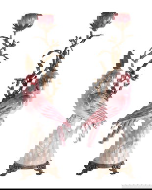 Set doua sfesnice papagal din portelan cu bronz