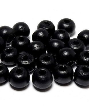 Margele din lemn, 8 mm, vopsite, negre
