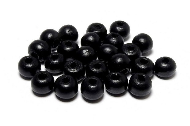 Margele din lemn, 8 mm, vopsite, negre