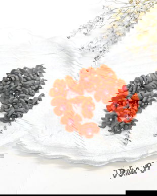 Cercei Handmade unicat cu flori rosii (cod1386)