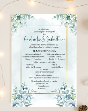 Invitație digitală personalizată pentru nuntă  format PDF / WhatsApp