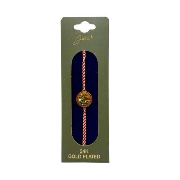 Mărțișor Brățară cu Copacul vietii, Placată cu Aur 24K, Șnur Tradițional Roșu-Alb