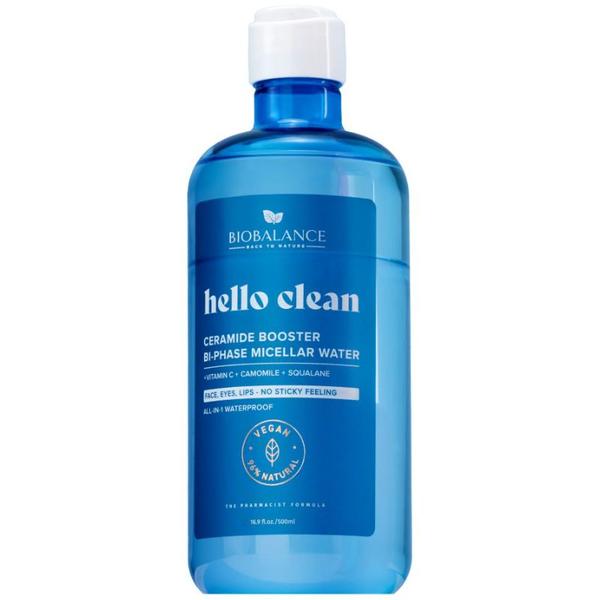 Apa Micelara Bi-Fazica cu Vitamina C, Musetel si Squalane- Bio Balance Ceramide Booster Bi-Phase Micellar Water Hello Clean, 500 ml