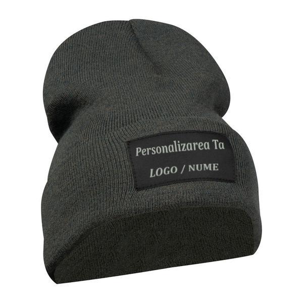 Caciula tricotata, Piksel, personalizata, Gri, marime universala