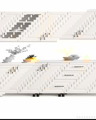 Bucatarie mdf alb 200 cm cu vitrina