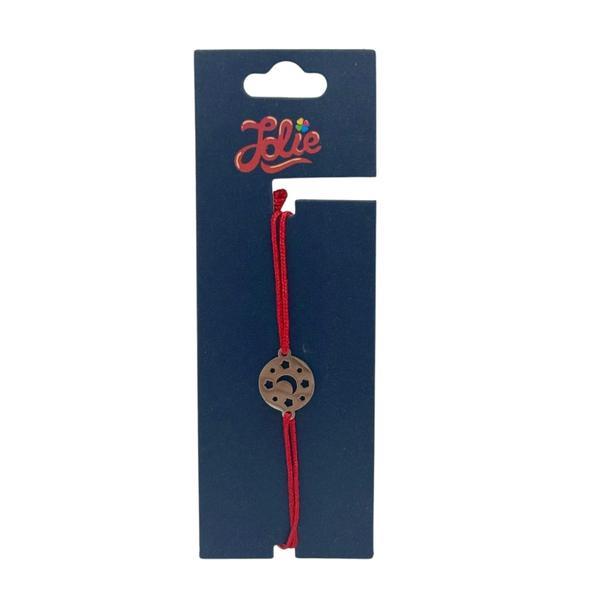 Brățară din inox argintiu cu șnur roșu pentru copii, model Stele/Luna, reglabilă