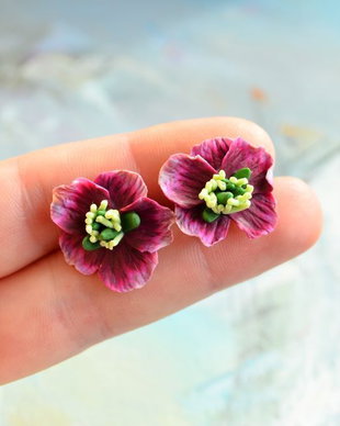 Helleborus/Spanz visiniu- Cercei mici surub