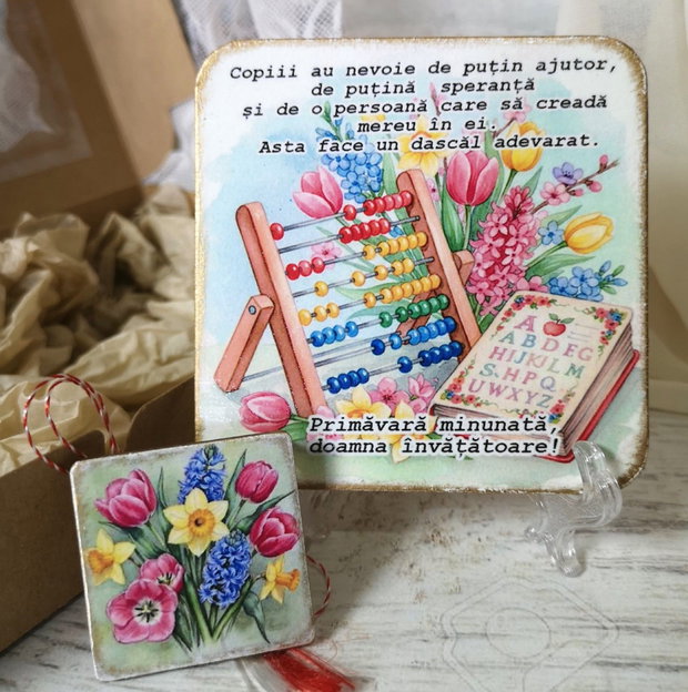 Set cadou martisor personalziat pentru invatatoare