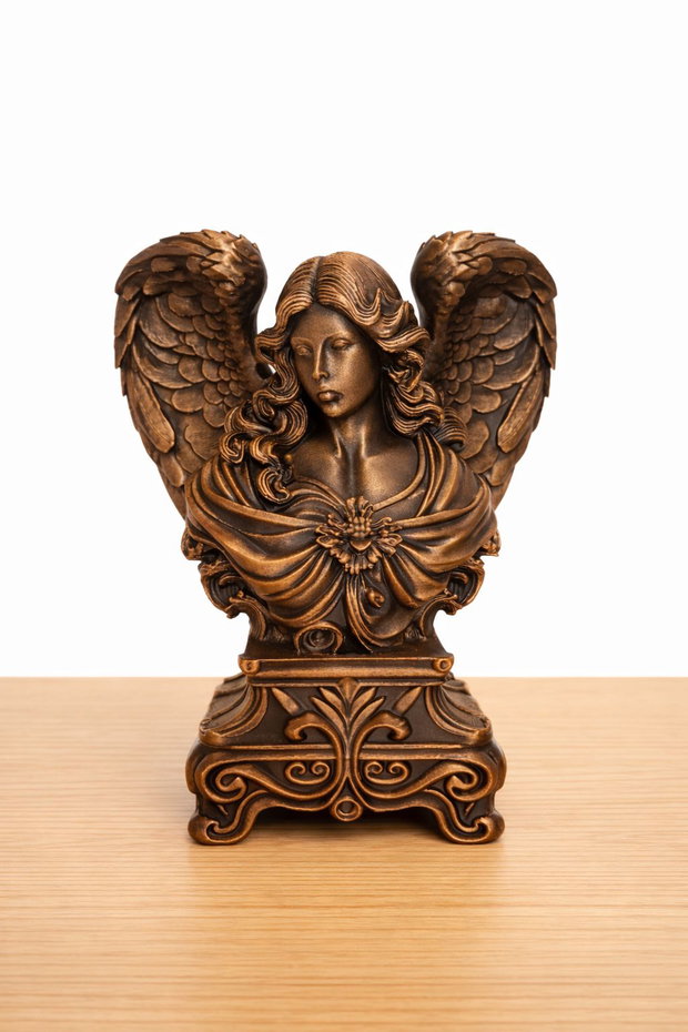 Statuetă Înger Decorativ Bust 15cm, Handmade, Pictat Manual (Bronz)