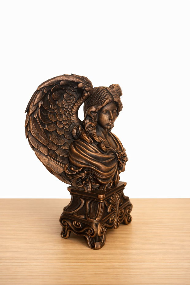 Statuetă Înger Decorativ Bust 15cm, Handmade, Pictat Manual (Bronz)