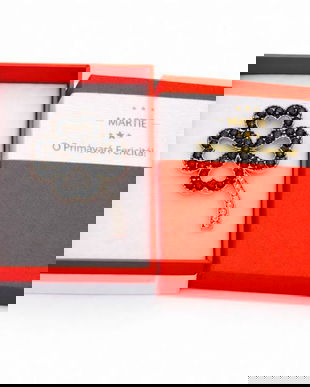 Broșă Mărțișor Trifoi Norocos cu Cristale Negre