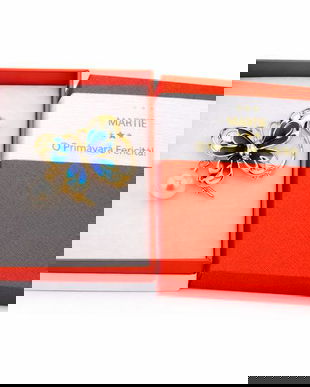 Broșă Mărțișor Fluture Albastru cu Perlă