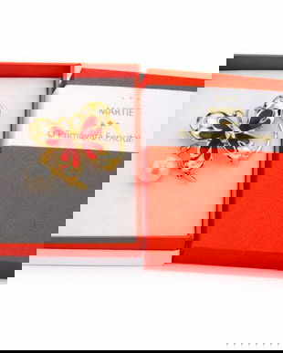 Broșă Mărțișor Fluture Roșu cu Perlă