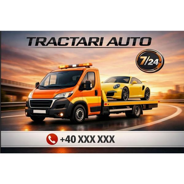 Banner &bdquo;Tractări auto&rdquo; personalizabil &ndash; 80 &times; 110 cm