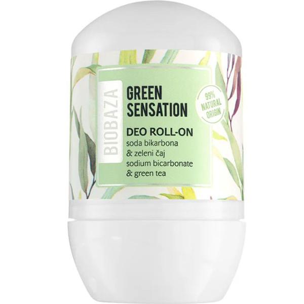 Deodorant Natural pe Baza de Bicarbonat de Sodiu pentru Femei, cu Ceai Verde si Bicarbonat - Biobaza Deo Roll-On Green Sensation, 50 ml