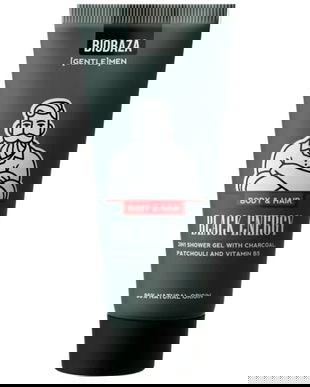 2in1 Gel de Dus si Sampon pentru Barbati, cu Ulei de Patchouli, Carbune si Vitamina B5 - Biobaza Gentlemen Black Energy Body&amp;Hair, 30 ml