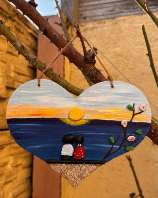 Cadou cuplu Unicat Ziua Îndrăgostiților / Valentine's Day handmade, Pebble Art