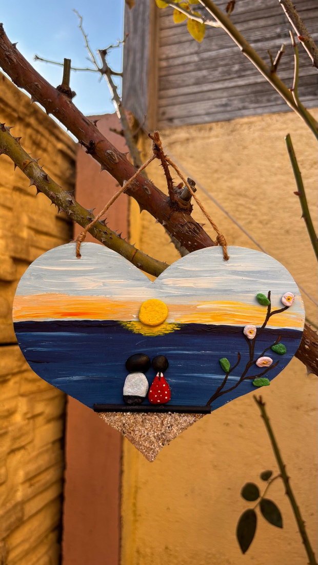 Cadou cuplu Unicat Ziua Îndrăgostiților / Valentine's Day handmade, Pebble Art