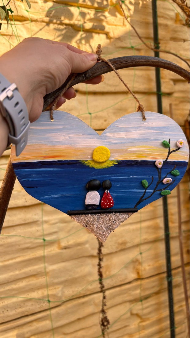 Cadou cuplu Unicat Ziua Îndrăgostiților / Valentine's Day handmade, Pebble Art