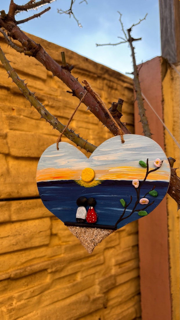 Cadou cuplu Unicat Ziua Îndrăgostiților / Valentine's Day handmade, Pebble Art