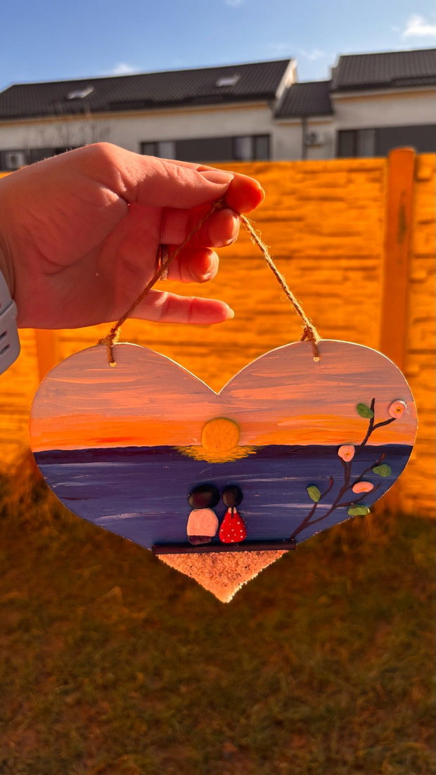 Cadou cuplu Unicat Ziua Îndrăgostiților / Valentine's Day handmade, Pebble Art