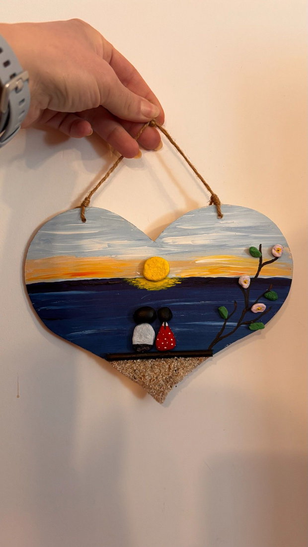 Cadou cuplu Unicat Ziua Îndrăgostiților / Valentine's Day handmade, Pebble Art