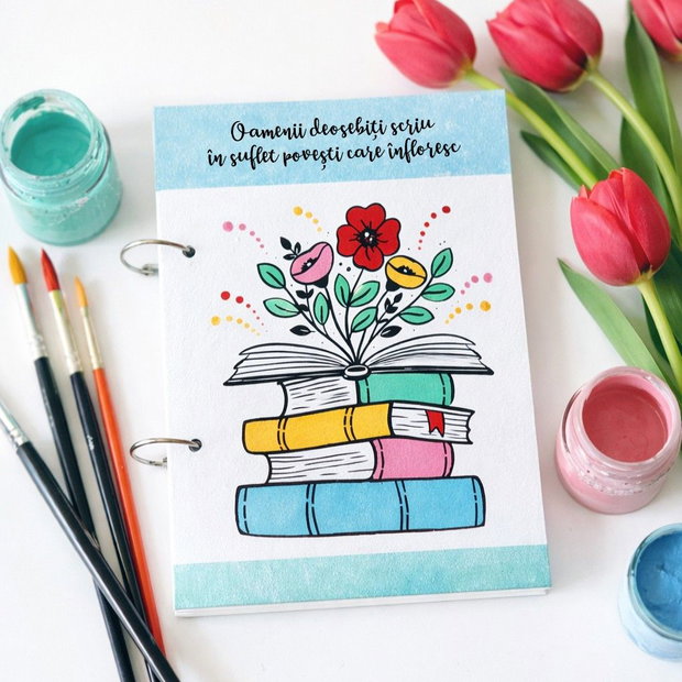 Agenda cadru didactic cu coperti detasabile pictata manual