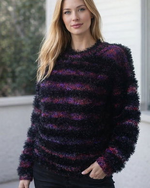 Bluza pulover pufos tricotat manual negru rosu visiniu