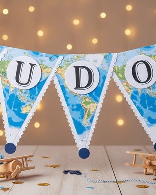 Ghirlandă personalizată  tematică Travel / Hartă