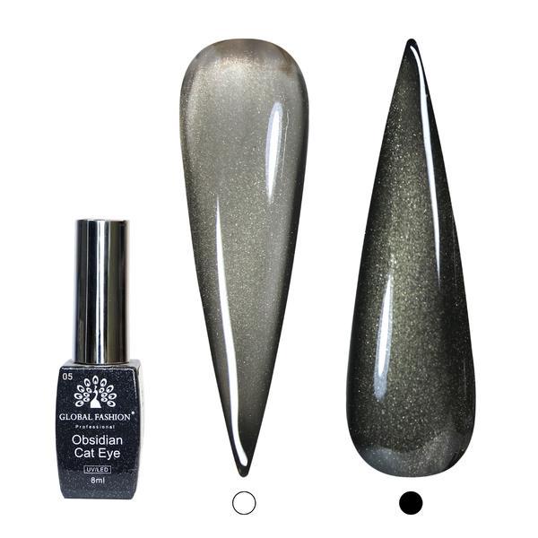 Ojă semipermanentă Obsidian Cat Eye Gel Global Fashion, 8ml, 005