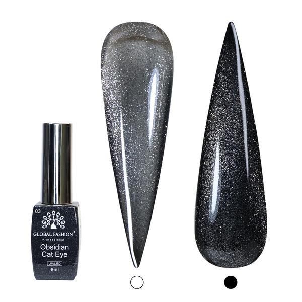 Ojă semipermanentă Obsidian Cat Eye Gel Global Fashion, 8 ml, 003