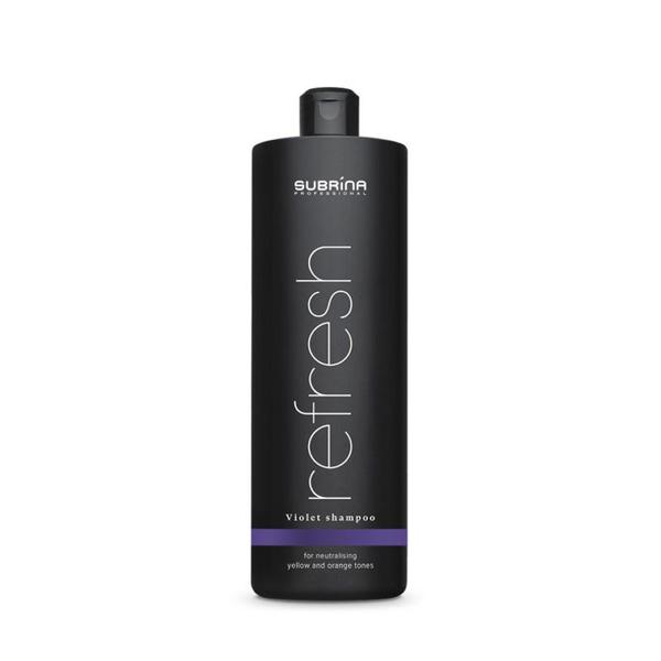 Sampon cu Reflexe Argintii pentru Neutralizarea Tonurilor Galbene si Portocalii - Subrina Professional Refresh Violet Shampoo, 1000 ml