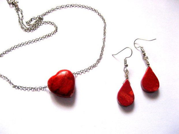 set colier  si cercei cu coral 51579