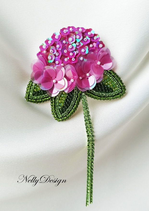 REZERVAT A. - Hortensia - Brosa broderie manuala