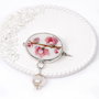 Brosa "Pearl Sakura" din argint, perla de cultura si fragment de portelan de Limoges