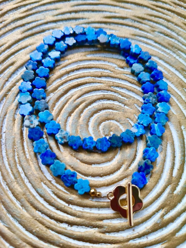 Colier floari lapis lazuli